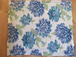 LLBean Standard Pillow Sham Big Blue & Green Floral on White 100% Cotton - Picture 1 of 7