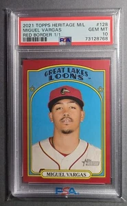 2021 Topps Heritage Minors Miguel Vargas Red Border 1/1 PSA 10 - Picture 1 of 2