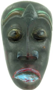 .VINTAGE TIBETAN HANPAINTED CARVED WOODEN MASK. 100% GENUINE - Picture 1 of 4