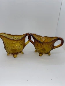 Vintage Tiara Indiana Glass Amber Gold Creamer and Sugar - Picture 1 of 3