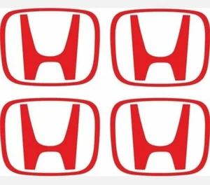 (4) Red Decal Wheel Center Caps For CIVIC ACCORD CRV Vtec Si Racing JDM  - Picture 1 of 4