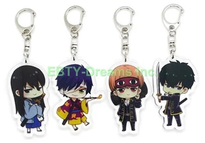 Set of 4 Gintama Anime Acrylic Keychain Katsura Hijikata Takasugi Okita Sougo - Picture 1 of 2
