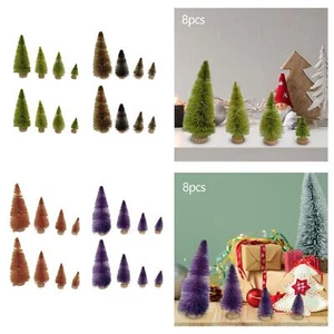 8x Artificial Christmas Tree Miniature Wooden Base Tabletop - Picture 1 of 27