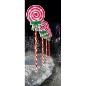 Set of 4 LED Lit (60) Lollipop Path Lights 60cm Premier Christmas Decorations - Picture 1 of 1