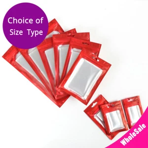 Multi-Size Matte Red Mylar Flat Zipper Pouch Bag For Storage w/ Window R10 - Picture 1 of 18