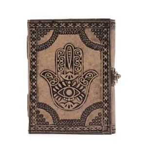 Artisan Leather Journal, Ethical Travel Diary, Hamsa, Eco-Friendly Paper - Picture 1 of 3