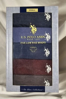 US Polo Assn 5 Calzoncillos de tiro bajo Colección S Azul Gris Granate Bolsa de algodón Foto 1 de 4