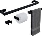 Bathroom Black Metal Hardware Accessory Set, Wall Mounted Toilet Paper Holder
