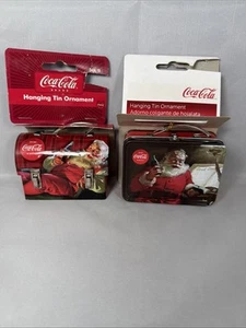 Coca Cola Mini Lunchbox Dose Ornamente, Weihnachtsmann, 2007, Neu aus altem Lagerbestand, 2 Stück - Bild 1 von 5