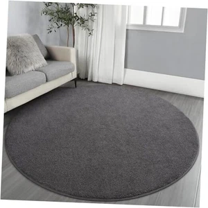 Ultra Soft Round Area Rugs for Living Room Bedroom, 6x6 Feet Dark Grey - Picture 1 of 8