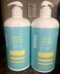 NEW Lot of 2 bliss 🍋Lemon & Sage Body Butter w/Pump 32 oz each - Picture 1 of 2