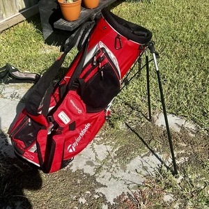 Taylormade Red Black 6 Way TM TK Tech Men’s Stand/Carry Golf Bag W/ Rain Cover - Picture 1 of 10