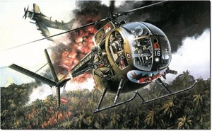 Elicottero piccolo americano 1/35 guerra del Vietnam OH-6A Cayuse con equipaggio - Foto 1 di 1