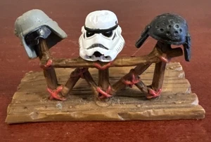 STAR WARS Saga Ewok Drum Set - Helmets On Fence No Sticks - Picture 1 of 9