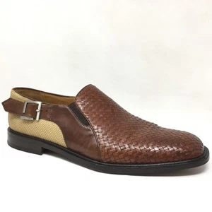 Mezlan Rochelle Halbschuhe elegante Schuhe Herren Größe 14 braun geflochtenes Leder beige Spanien - Bild 1 von 11