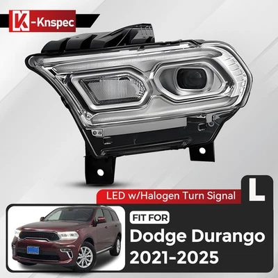 LED Headlight w/Halogen Turn Signal For 2021-2024 Dodge Durango Chrome Left Side - Image 1 of 4