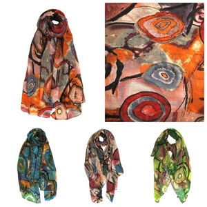 Boutique All season Cotton Blend Woman Light-weight Art Painting print Scarf - Picture 1 of 9