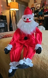 Sitting Santa Clown Doll Shelf Sitter MCM Seated 12" (22" Full) Vintage Handmade - Picture 1 of 9