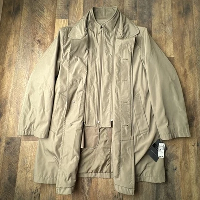 Vintage Jos A. Bank Raincoat Jacket Men's Size Medium 38 S Beige Wool Lined NWT - Image 1 of 4