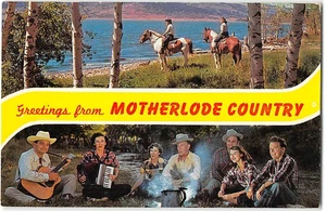 MOTHERLODE COUNTRY, CA Pferde Cowboys Amador County El Dorado 1960er Postkarte - Bild 1 von 2