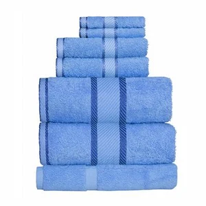 Blue 100% Cotton Towel Range Sets or Pcs Bath Sheet Towel Hand Face Washer Mat - Picture 1 of 8