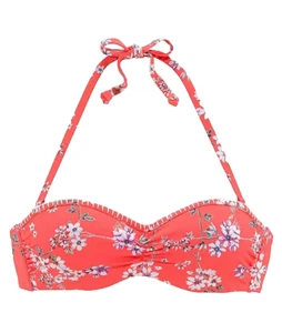 Top de bikini Sunseeker Ditsy naranja bandeau 8 tazas D con aros acolchado multivía - Imagen 1 de 2