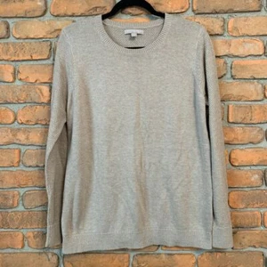 Banana Republic Womens Large Sweater Tan Textured Knit Crew Neck Cotton Pullover - Picture 1 of 6