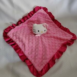 Hello Kitty Pink Minky Satin Ruffle Security Blanket Lovey Baby Girl Lambs & Ivy