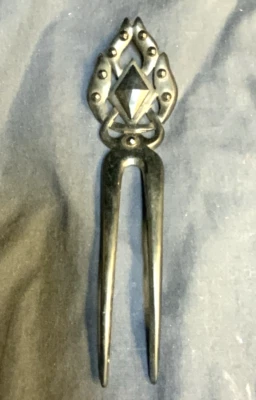 古董黑色北极光曼蒂利亚发梳 5 英寸 — 第 1/3 张图片