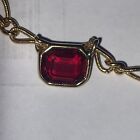 Necklace Napier Red 4ct Open Back Crystal Solitaire Vintage