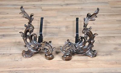 A9021, Niagara Furniture, PAIR Bronze And Iron, Fireplace Decorations, andiron - Image 1 of 4