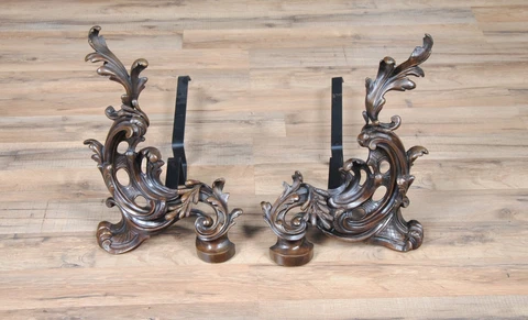 A9021, Niagara Furniture, PAIR Bronze And Iron, Fireplace Decorations, andiron Cover