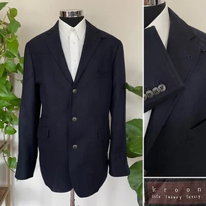 Kroon Herren Drei-Knopf Marine Blau Blazer Wolle Kaschmir Sport Mantel Jacke 44 L - Bild 1 von 12