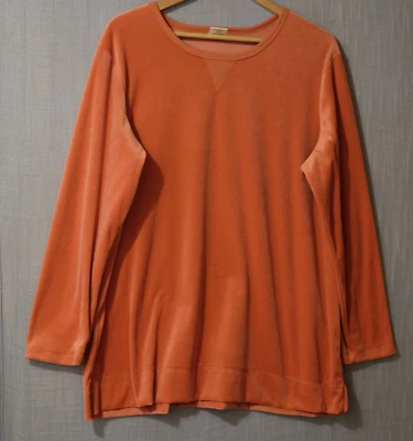 ¡Nuevo sin etiquetas! Sudadera BLAIR de terciopelo naranja con aberturas laterales pulóver para mujer XL #H78-9 Foto 1 de 4