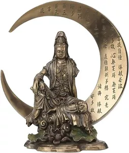 Kwan Yin auf Mondsichel 41755 Kaltguss Bronze 7,75" H Göttin des Mitgefühls - Bild 1 von 3