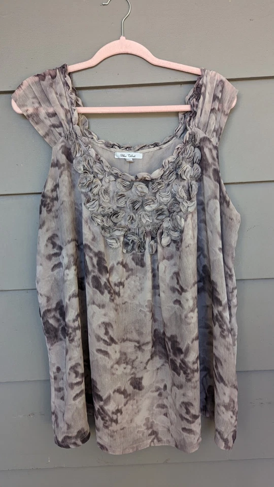 Blue Velvet brand Sleeveless Floral Beige Brown Cream Lined Top Blouse Shirt  - Image 1 of 4