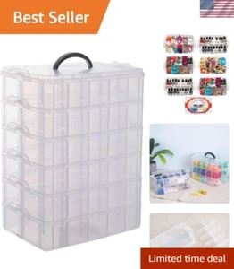 6-Tier Stackable Plastic Storage Box with 60 Compartments for Crafts & Toys - Picture 1 of 9
