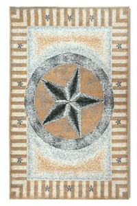 Texas Star - 3'6"x5'6", Beige Rustic, Novelty Western Decor Cowboy Area Rug -533 - Picture 1 of 10