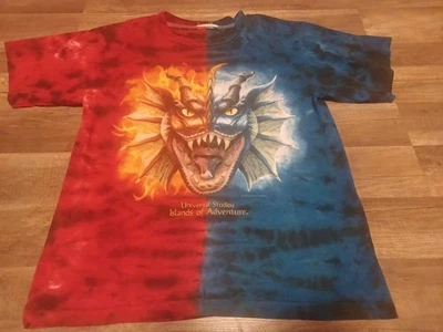 Camiseta Tie-Dye Vintage Años 90 1999 Universal Studios Dueling Dragons Mediana  Foto 1 de 4
