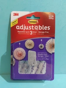 3M Adjustables Damage Free Hanging Small Clear Hooks 6 Pack Repositionable NEW - Picture 1 of 2