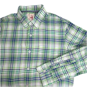 Relwen Button Up Shirt Men’s Medium Blue Green Plaid Long Sleeve - Picture 1 of 9