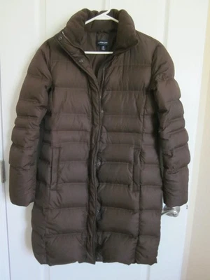 Lands' End Goose Down Puffer Parka Women’s XS 2-4  Hooded Coat Brown - Image 1 of 4