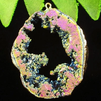 Arco Iris Titanio Cristal Ágata Druzy Cuarzo Forma Libre Colgante Cuentas H87042 Foto 1 de 2