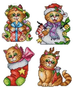 Orchidea Counted cross stitch kit with plastic canvas Cats set of 4 designs 7627 - Picture 1 of 2