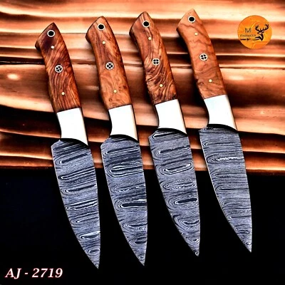 CUSTOM HANDMADE FORGED DAMASCUS STEEL STEAK KNIFE SET CHEF KITCHEN KNIVES 2719