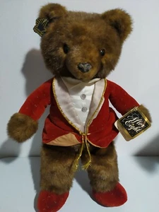 Oso de peluche Wallace Berrie Applause After Eight con etiqueta 18" vestido borgoña - Imagen 1 de 8