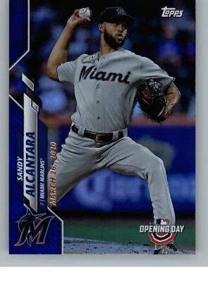 2020 Topps Opening Day Blue Parallel 49 Sandy Alcantara - Miami Marlins - Image 1 of 2