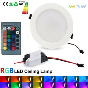 16 Color Changing RGB LED Ceiling Recessed Panel Down Light Spot Lamp Control  - Picture 1 of 15