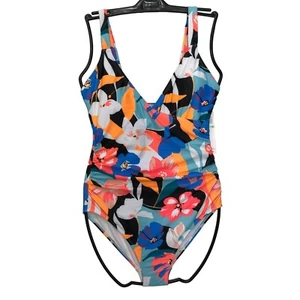 Anne Cole $ 98 VORNE GERAFFTER EINTEILER BLUMEN BADEANZUG 14 NEU MIT ETIKETT - Bild 1 von 10