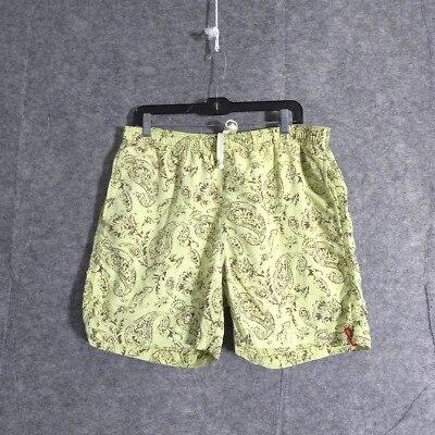 Tommy Bahama Relax Swim Trunks Mens Medium Yellow Limes Pattern Mesh Lined Beach - Image 1 of 4